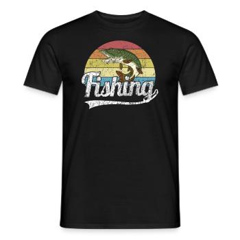Angeln Hecht Fishing für Angler Retro Vintage - Männer T-Shirt - Schwarz - Vorne - AI Model Male 178 light (178cm)