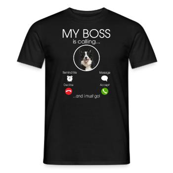 Border Collie my Boss - T-shirt homme - noir - Devant - AI Model Male 178 light (178cm)