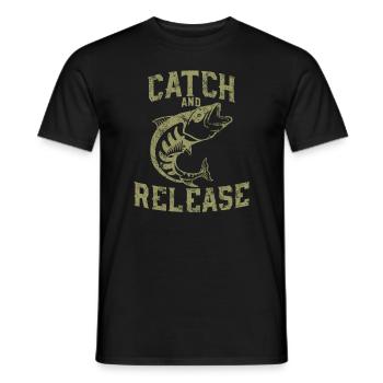 Für richtige Angler - Catch and Release - Männer T-Shirt - Schwarz - Vorne - AI Model Male 178 light (178cm)