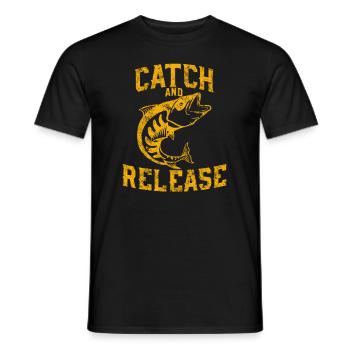 Für richtige Angler - Catch and Release - Männer T-Shirt - Schwarz - Vorne - AI Model Male 178 light (178cm)
