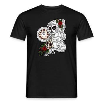 La Catrina Dia de los Muertos Gothic Design Dark - Men's T-Shirt - black - Front - AI Model Male 178 light (178cm)
