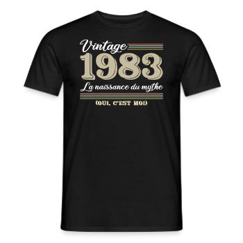 1983 année de naissance et cadeau d'anniversaire d - T-shirt homme - noir - Devant - AI Model Male 178 light (178cm)
