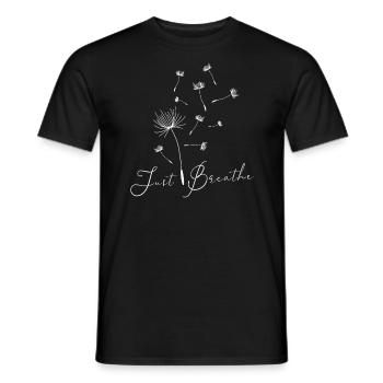 Just Pusteblume Breathe Löwenzahn Sommer Frühling - Männer T-Shirt - Schwarz - Vorne - AI Model Male 178 light (178cm)