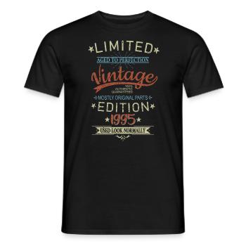 Rétro anniversaire année 1995 Vintage Limited Edition - T-shirt homme - noir - Devant - AI Model Male 178 light (178cm)