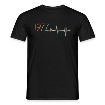 Heartbeat Retro Birthday Vintage 1977 Vintage - Men's T-Shirt - black - Front - AI Model Male 178 light (178cm)