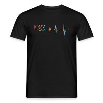Heartbeat Retro Birthday Vintage 1983 Vintage - Men's T-Shirt - black - Front - AI Model Male 178 light (178cm)