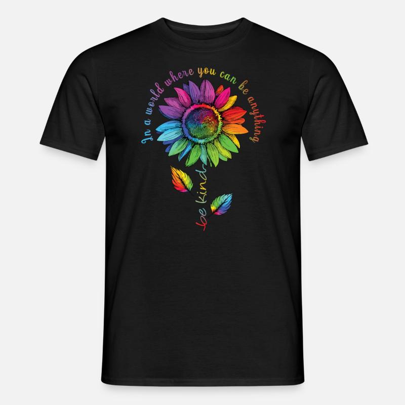 Be Kind LGBTQ Regenbogen Sonnenblume Blume CSD - Männer T-Shirt - Schwarz