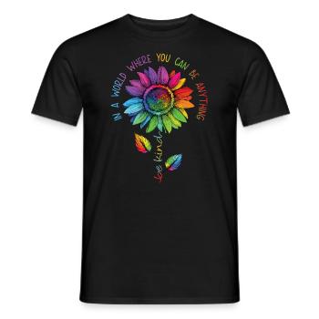 Be Kind LGBTQ Regenbogen Sonnenblume Blume CSD - Männer T-Shirt - Schwarz - Vorne - AI Model Male 178 light (178cm)
