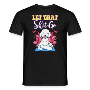 Yoga White Dog Poodle Funny Yoga - T-shirt homme - noir - Devant - AI Model Male 178 light (178cm)