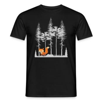 Doux renard dans la forêt Retro modèle arbre vintage forêt - T-shirt homme - noir - Devant - AI Model Male 178 light (178cm)
