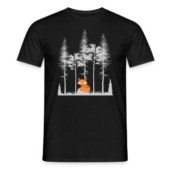 Doux renard dans la forêt Retro modèle arbre vintage forêt - T-shirt homme - noir - Devant - AI Model Male 178 light (178cm)