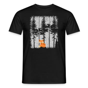 Doux renard dans la forêt Retro modèle arbre vintage forêt - T-shirt homme - noir - Devant - AI Model Male 178 light (178cm)