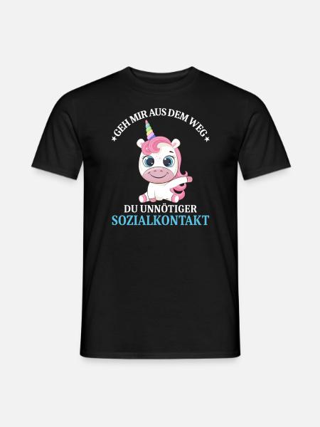 Geh us dem Weg unnötiger Sozialkontakt Einhorn - Männer T-Shirt - Schwarz