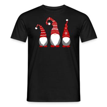3 elves with caps dwarves Christmas Christmas - Men's T-Shirt - black - Front - AI Model Male 178 light (178cm)