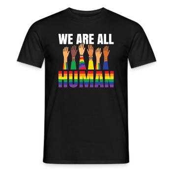 We are all Human Hands LGBT Support Flag Gay - Men's T-Shirt - black - Front - AI Model Male 178 light (178cm)