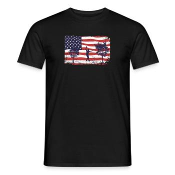 American Flag Slackline - Men's T-Shirt - black - Front - AI Model Male 178 light (178cm)