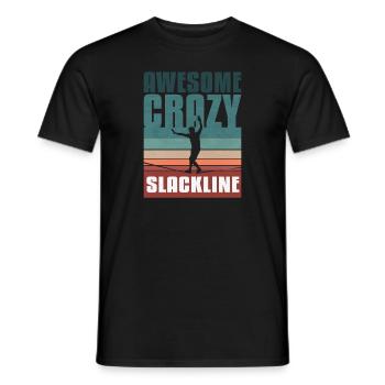 Retro vintage Slackline - Men's T-Shirt - black - Front - AI Model Male 178 light (178cm)
