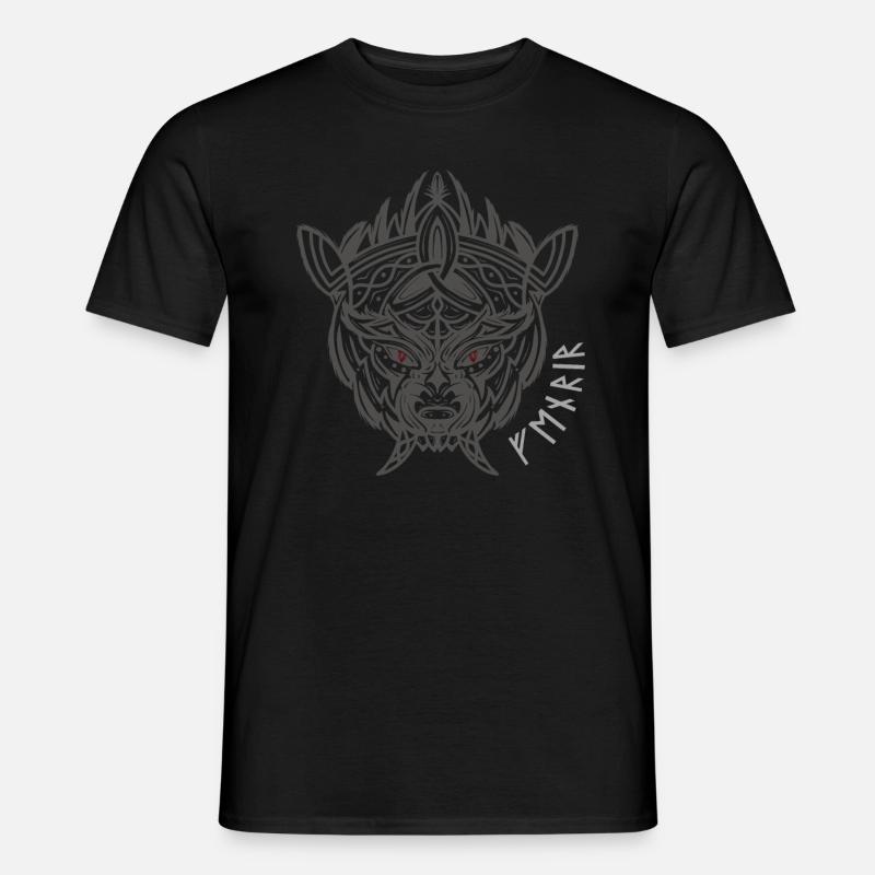 Fenriswolf Wikinger Wolf Fenrir - Männer T-Shirt - Schwarz