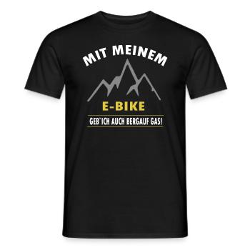 E-Bike Fahrrad gebe ich Bergauf auch Gas - Männer T-Shirt - Schwarz - Vorne - AI Model Male 178 light (178cm)