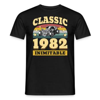 Classic since 1982 - Anniversary 40 years - Men's T-Shirt - black - Front - AI Model Male 178 light (178cm)