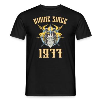 Viking God, divine since 1977 Anniversary 46 years - Men's T-Shirt - black - Front - AI Model Male 178 light (178cm)