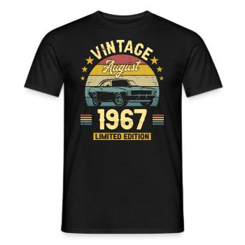 Vintage August 1967 55 years anniversary - Men's T-Shirt - black - Front - AI Model Male 178 light (178cm)