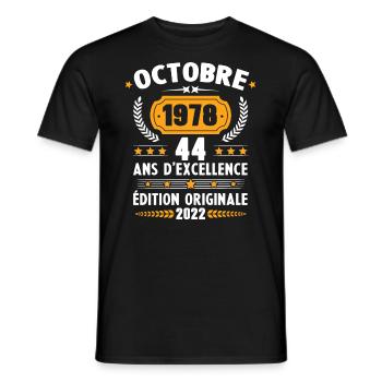 Cadeau D'anniversaire Rétro 44 Ans Octobre 1978 - T-shirt homme - noir - Devant - AI Model Male 178 light (178cm)