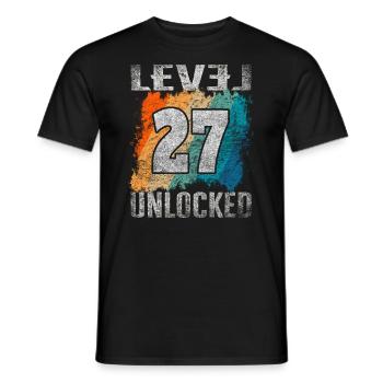 Birthday Gift Level Unlocked 27 years - Men's T-Shirt - black - Front - AI Model Male 178 light (178cm)
