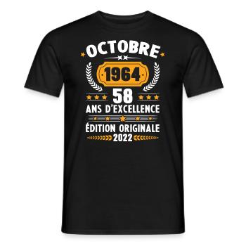 Cadeau D'anniversaire Rétro 58 Ans Septembre 1964 - T-shirt homme - noir - Devant - AI Model Male 178 light (178cm)