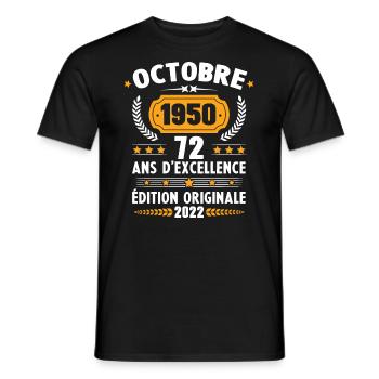 Cadeau D'anniversaire Rétro 72 Ans Septembre 1950 - T-shirt homme - noir - Devant - AI Model Male 178 light (178cm)