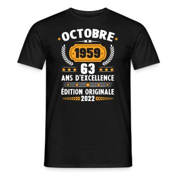 Cadeau D'anniversaire Rétro 63 Ans Septembre 1959 - T-shirt homme - noir - Devant - AI Model Male 178 light (178cm)