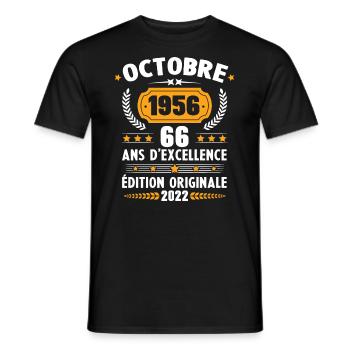 Cadeau D'anniversaire Rétro 66 Ans Septembre 1956 - T-shirt homme - noir - Devant - AI Model Male 178 light (178cm)
