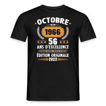 Cadeau D'anniversaire Rétro 56 Ans Septembre 1966 - T-shirt homme - noir - Devant - AI Model Male 178 light (178cm)