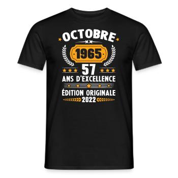Cadeau D'anniversaire Rétro 57 Ans Septembre 1965 - T-shirt homme - noir - Devant - AI Model Male 178 light (178cm)