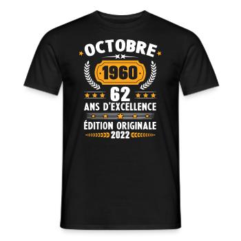 Cadeau D'anniversaire Rétro 62 Ans Septembre 1960 - T-shirt homme - noir - Devant - AI Model Male 178 light (178cm)