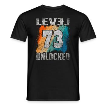 Birthday Gift Level Unlocked 73 years - Men's T-Shirt - black - Front - AI Model Male 178 light (178cm)