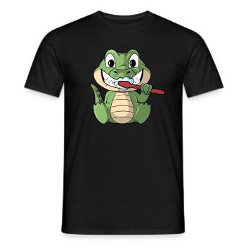 Brushing Crocodile Teeth Brushing - Men's T-Shirt - black - Front - AI Model Male 178 light (178cm)