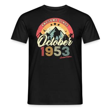 Cadeau D'anniversaire En Octobre 1953 Vintage - T-shirt homme - noir - Devant - AI Model Male 178 light (178cm)