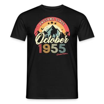 Cadeau D'anniversaire En Octobre 1955 Vintage - T-shirt homme - noir - Devant - AI Model Male 178 light (178cm)