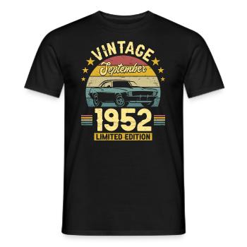 Vintage Septembre 1952 70 Ans Anniversaire - T-shirt homme - noir - Devant - AI Model Male 178 light (178cm)
