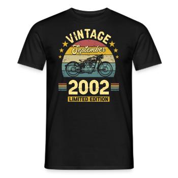 Vintage Septembre 2002 20 Ans Anniversaire - T-shirt homme - noir - Devant - AI Model Male 178 light (178cm)