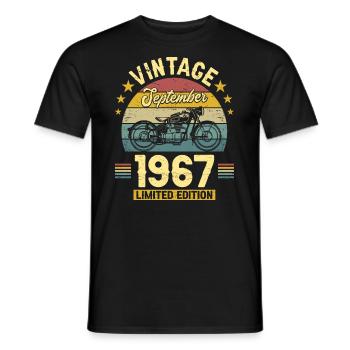 Vintage September 1967 55 years Anniversary - Men's T-Shirt - black - Front - AI Model Male 178 light (178cm)