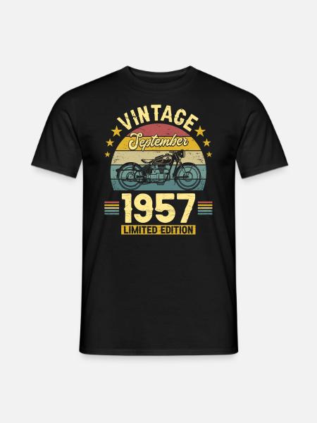Vintage September 1957 65 Jahre Jubiläum - Männer T-Shirt - Schwarz