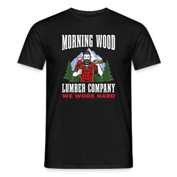 Morning Wood Lumber Company, nous travaillons dur pour - T-shirt homme - noir - Devant - AI Model Male 178 light (178cm)