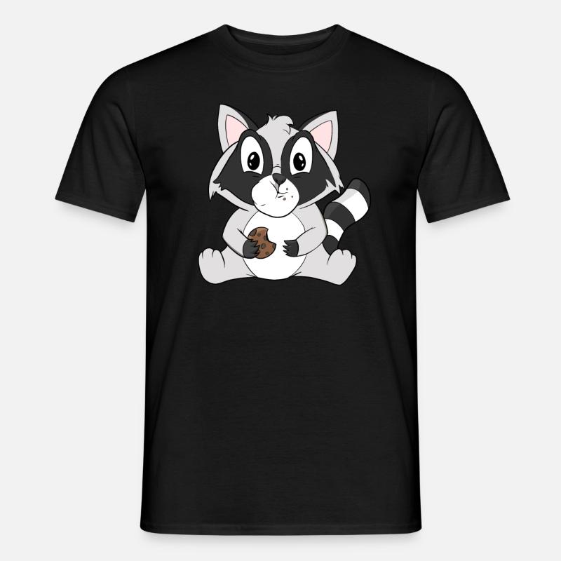 Waschbär mit Keks - Männer T-Shirt - Schwarz