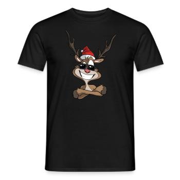 Funny Christmas Reindeer - Men's T-Shirt - black - Front - AI Model Male 178 light (178cm)