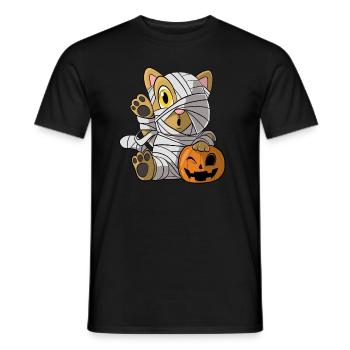 Halloween Mummy Cat Pumpkin Kitten - Men's T-Shirt - black - Front - AI Model Male 178 light (178cm)