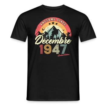 Cadeau D'anniversaire En Décembre 1947 Vintage - T-shirt homme - noir - Devant - AI Model Male 178 light (178cm)