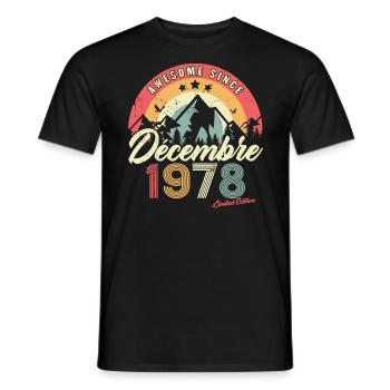 Cadeau D'anniversaire En Décembre 1978 Vintage - T-shirt homme - noir - Devant - AI Model Male 178 light (178cm)