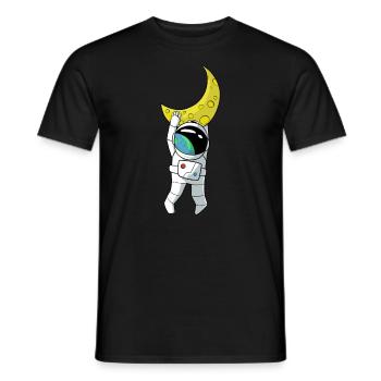 Lustiger Astronaut hängt am Mond - Männer T-Shirt - Schwarz - Vorne - AI Model Male 178 light (178cm)